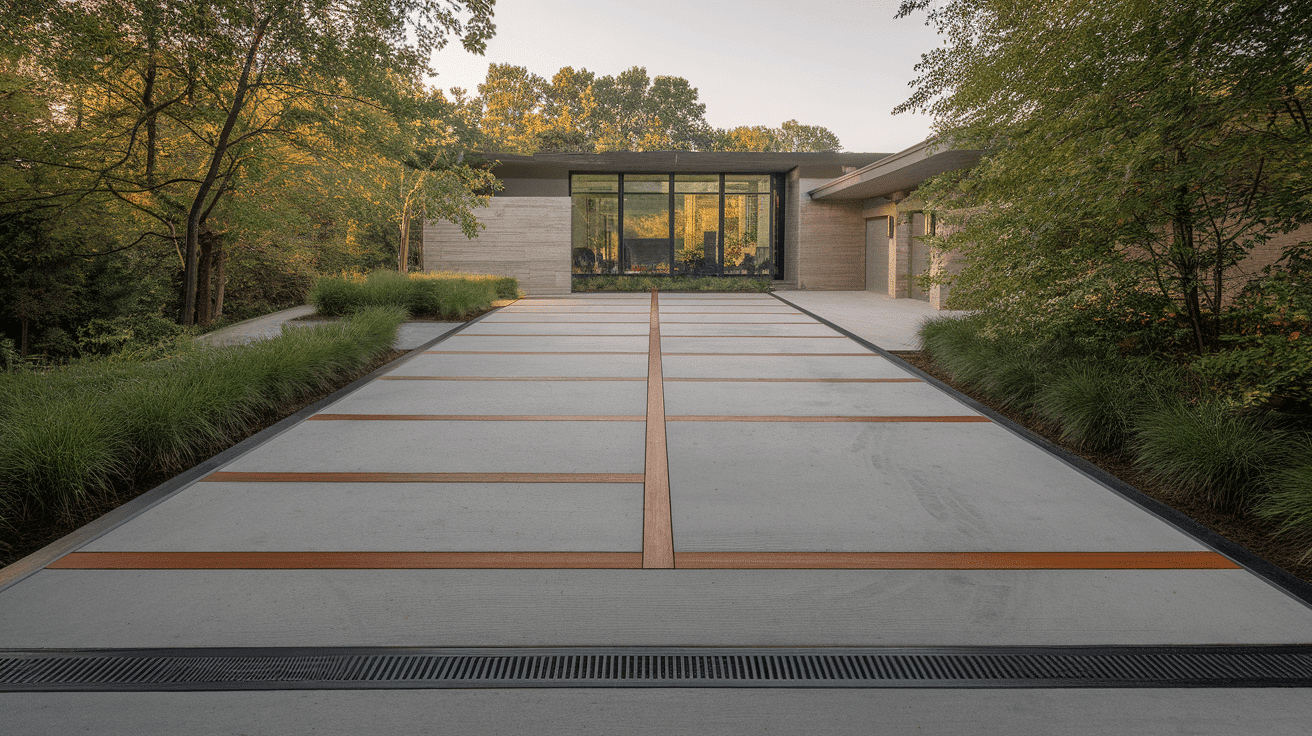 driveways with metal or wooden accents