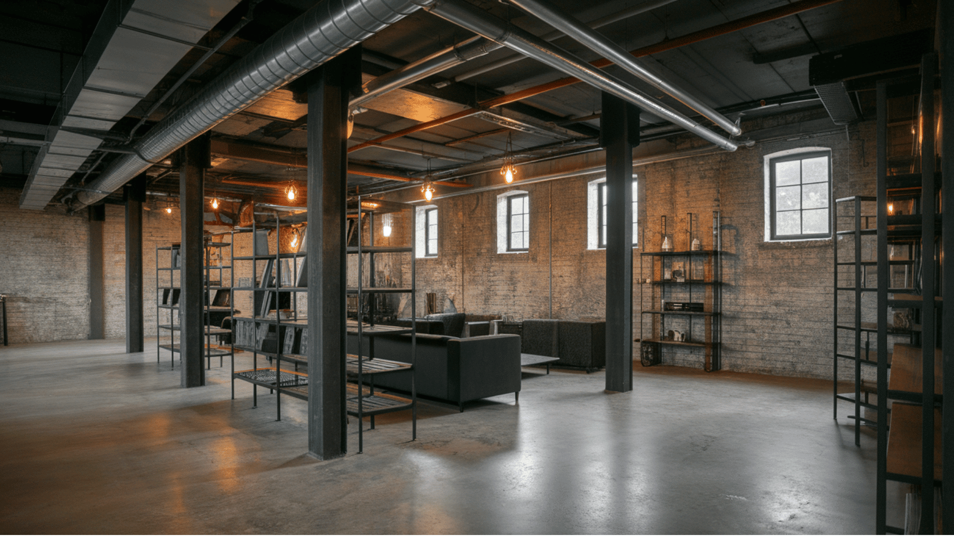 industrial style basement design