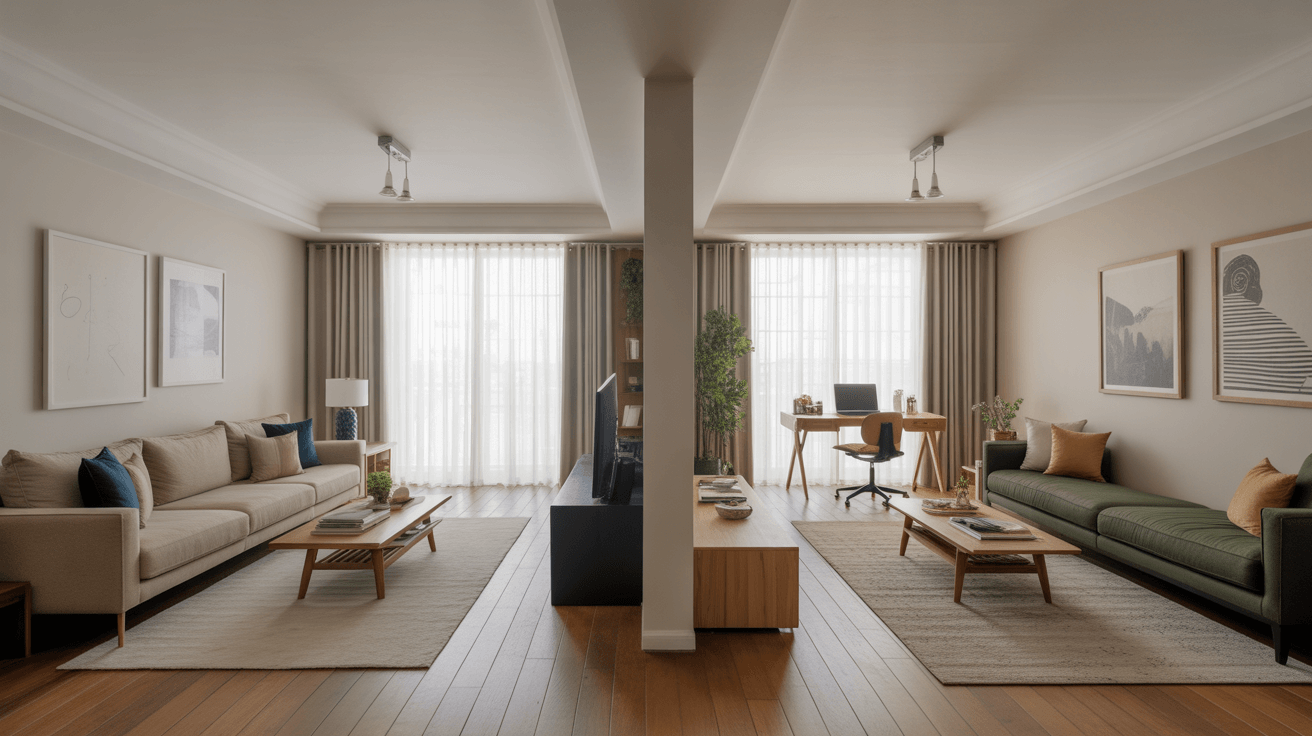 long room into two functional zones