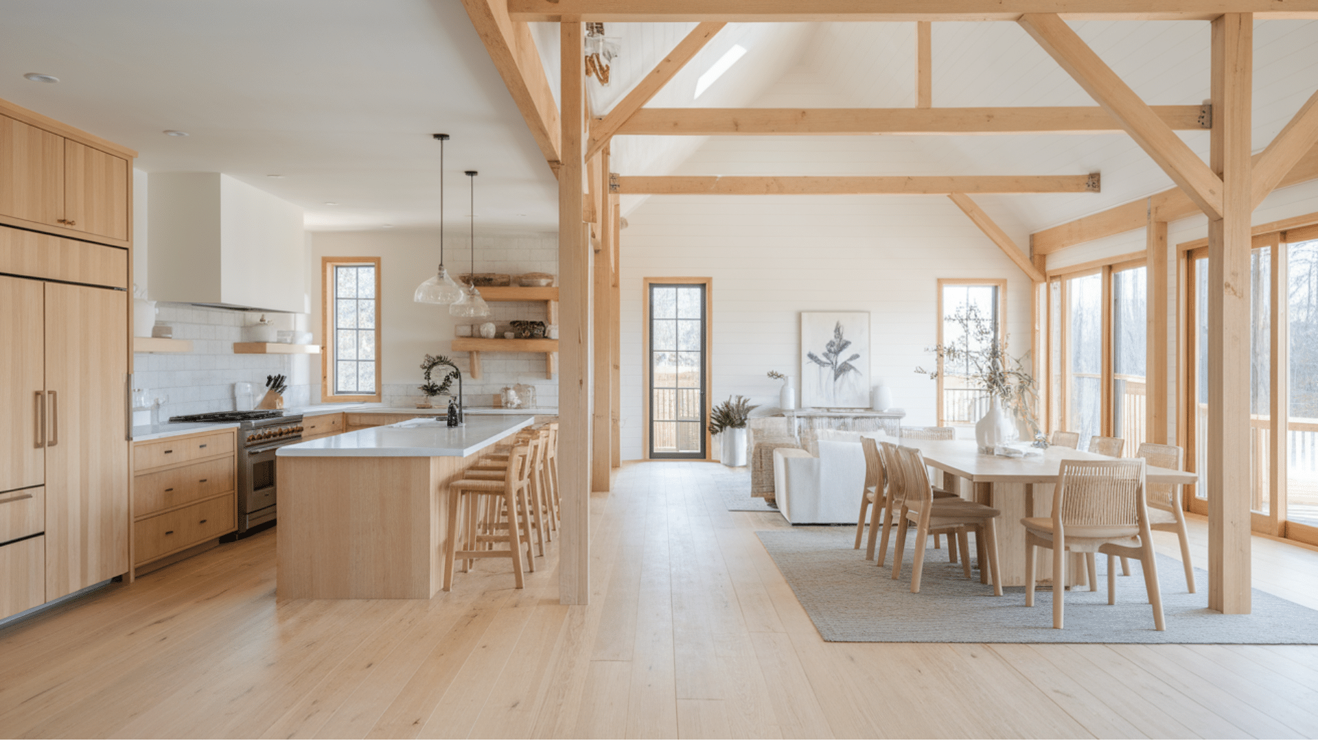 open concept kitchen with seamless living space