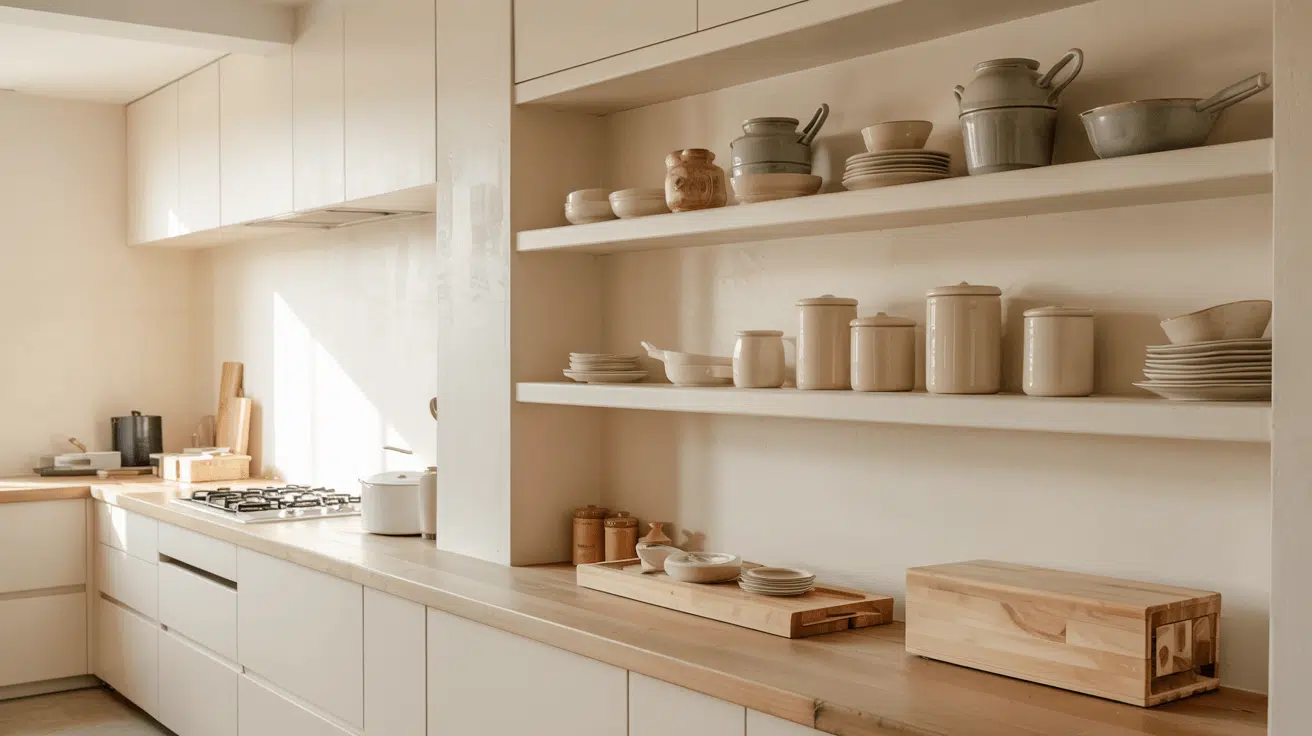 wall mounted shelving kitchen