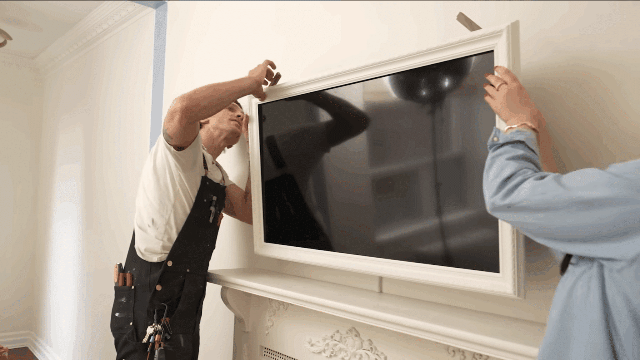 attach the frame to the tv