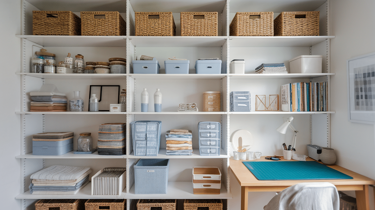 bookcase into craft storage
