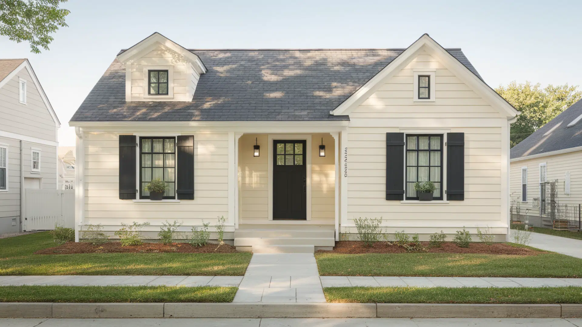 cottage ranch With soft black accents