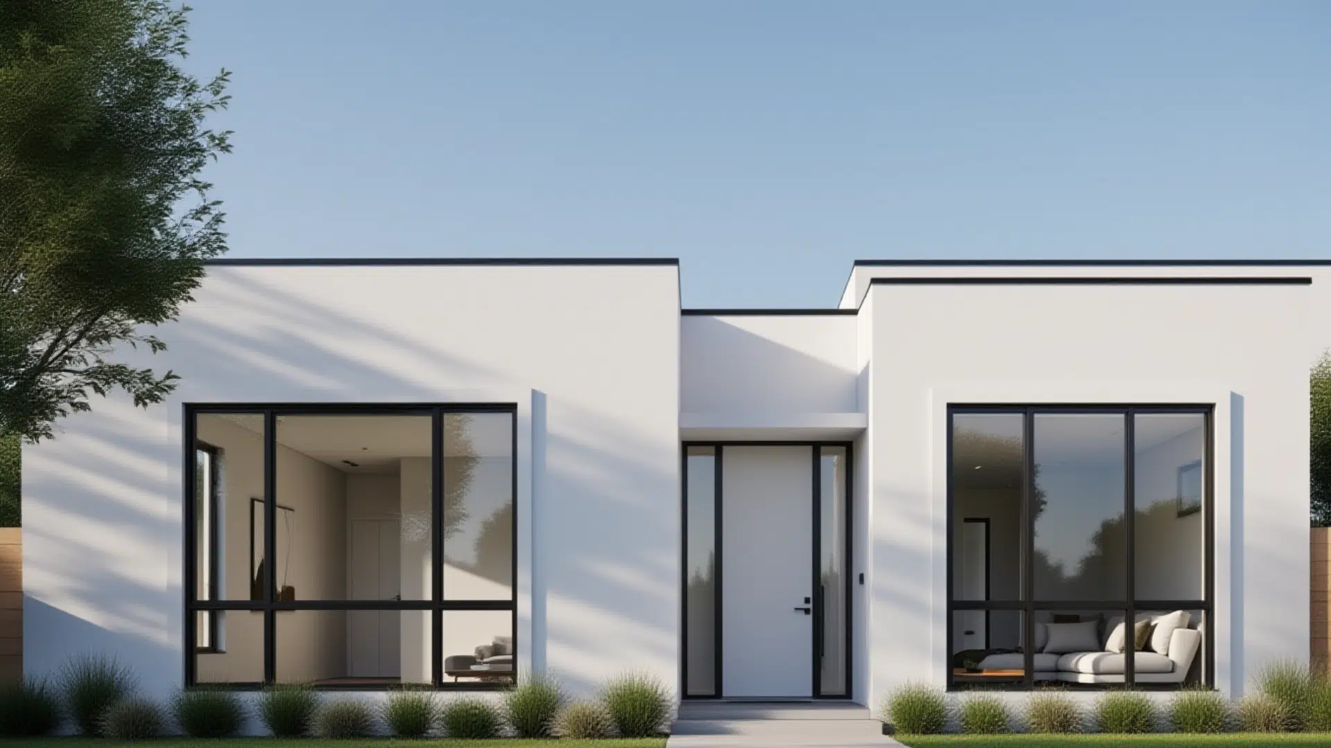 minimalist single story With thin black trim