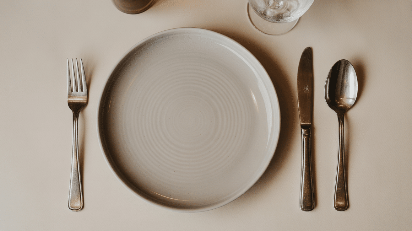 top down flat lay photo showing a fork