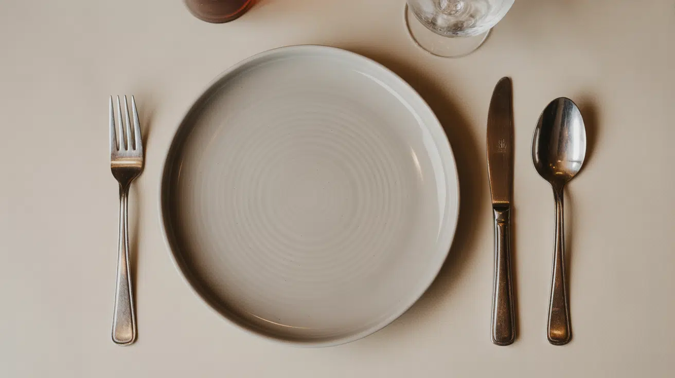 top down flat lay photo showing a fork