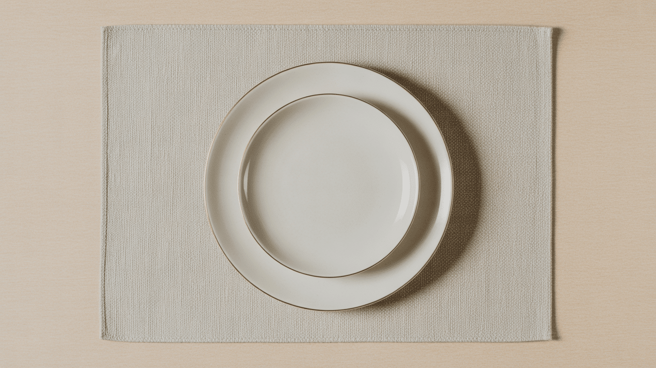 top down image of a white dinner plate
