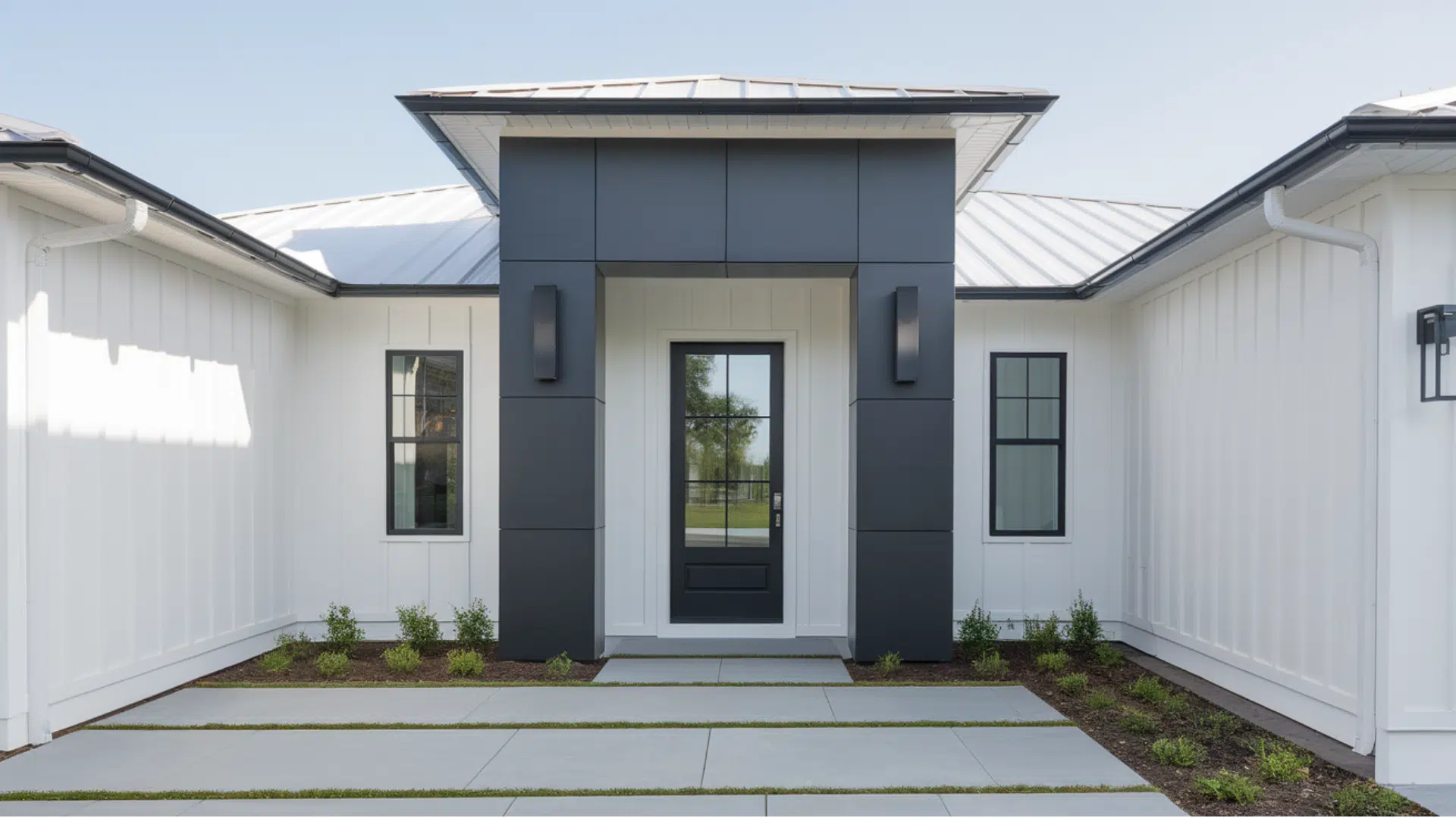 white home With a black accent entry wall