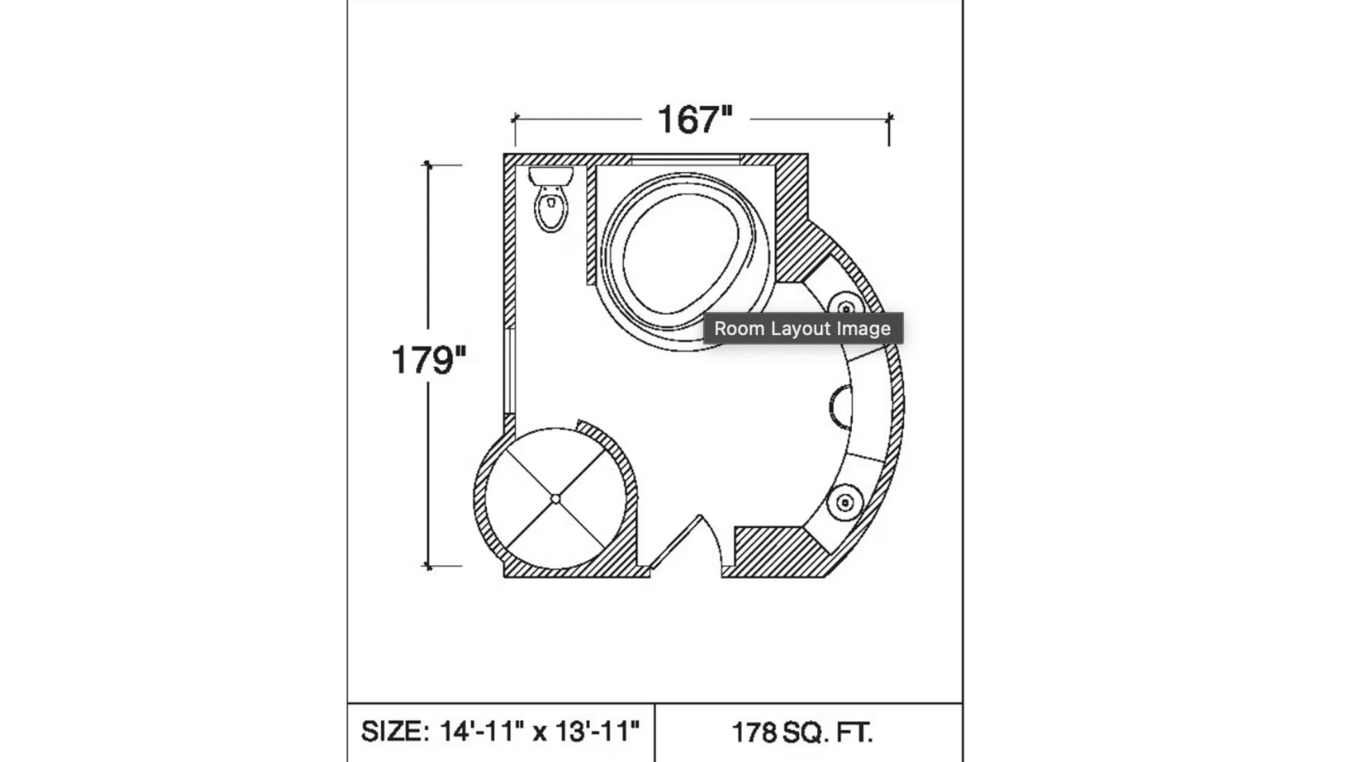 curved oasis master bath layout