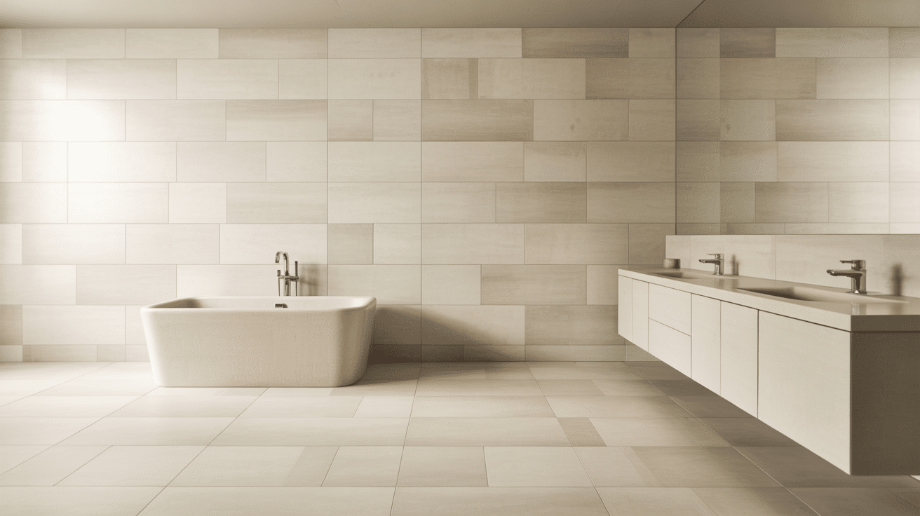 floor to ceiling large tiles