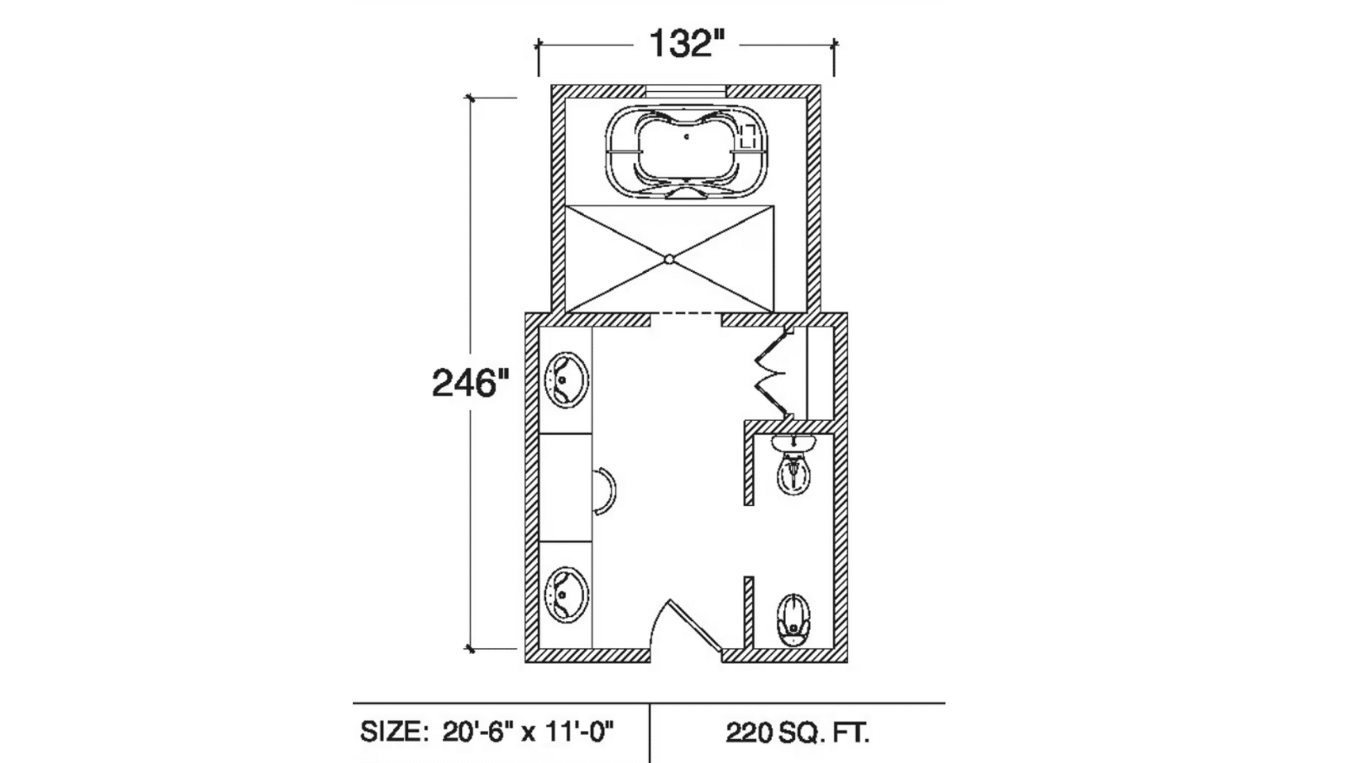 long suite master bath layout