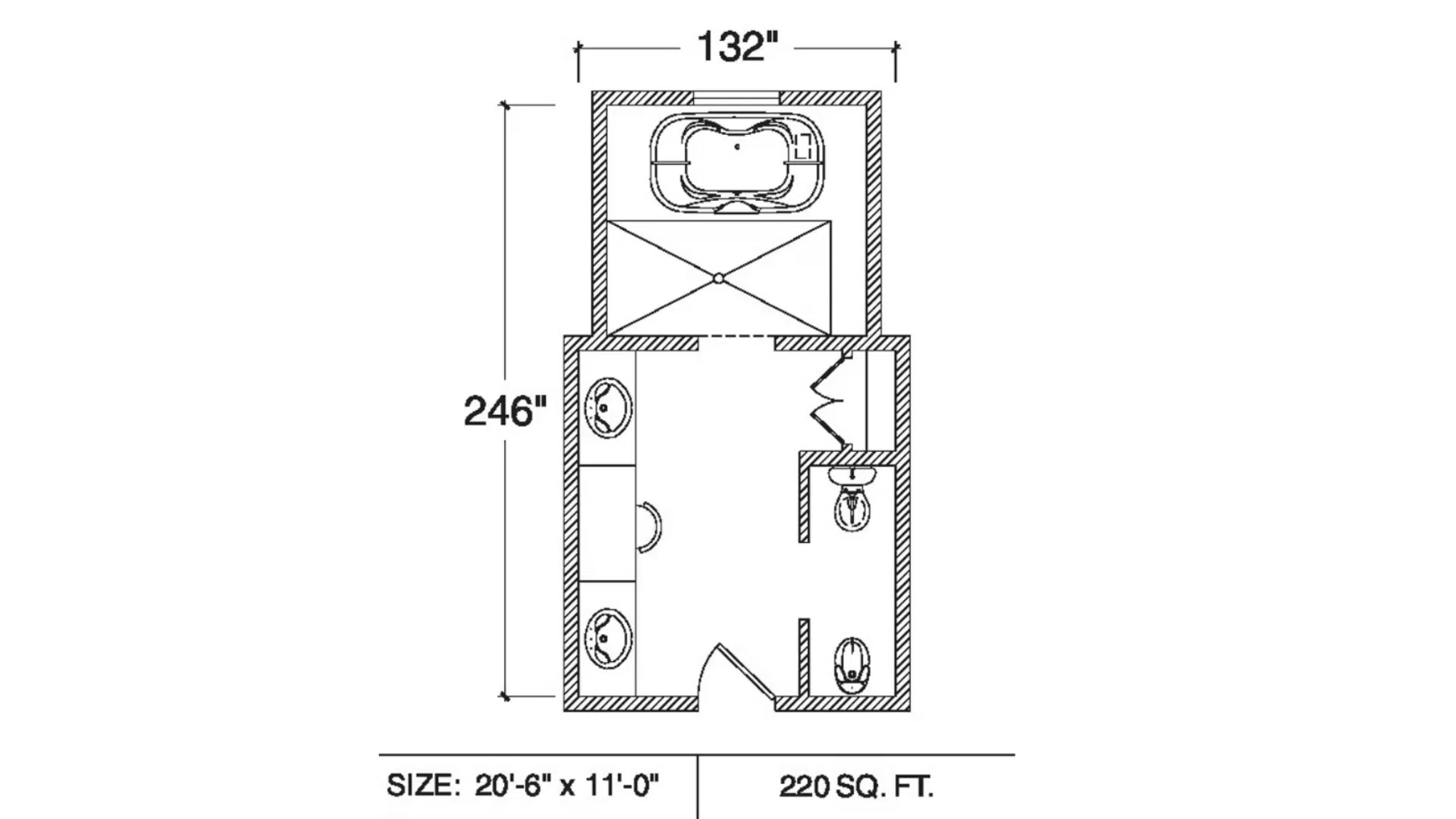 long suite master bath layout