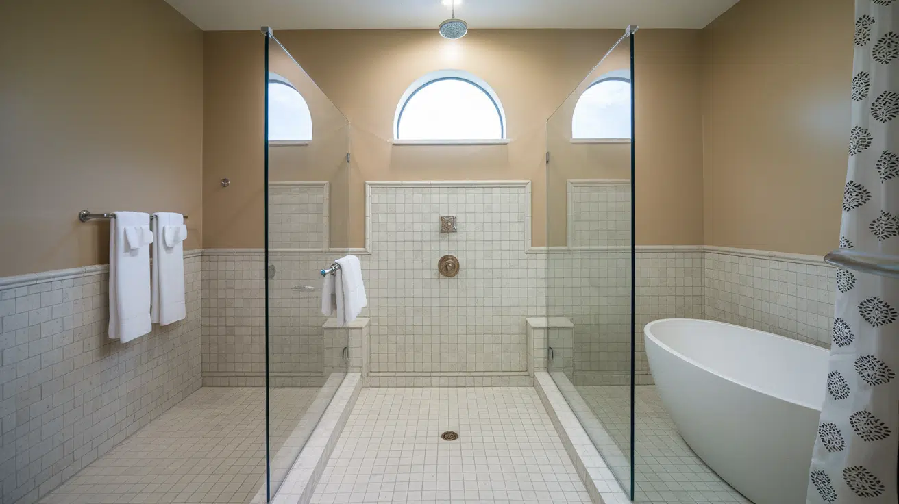 open shower and tub