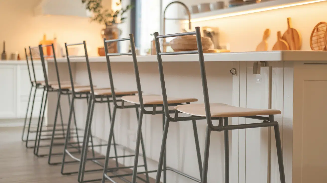 collage of bar stools, armchairs, a dresser, shoe rack, and other home furniture