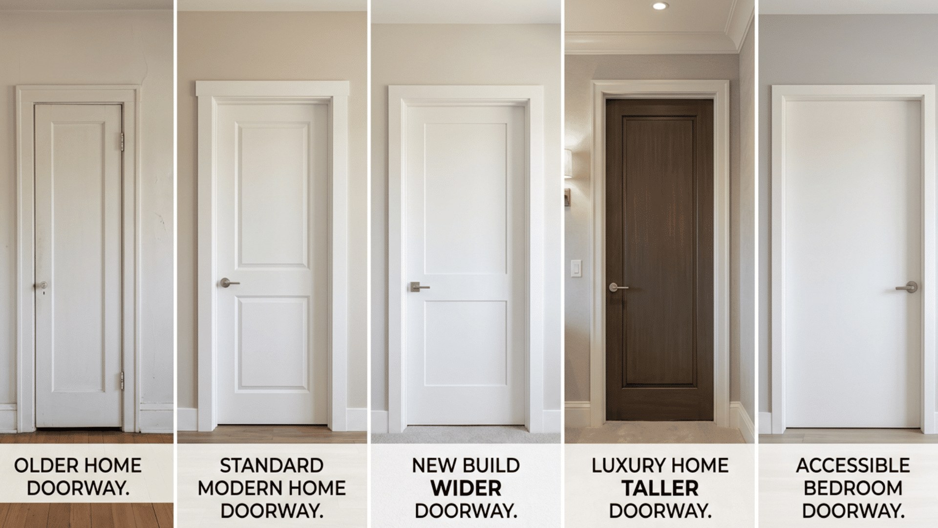 Bedroom door size examples for different home types
