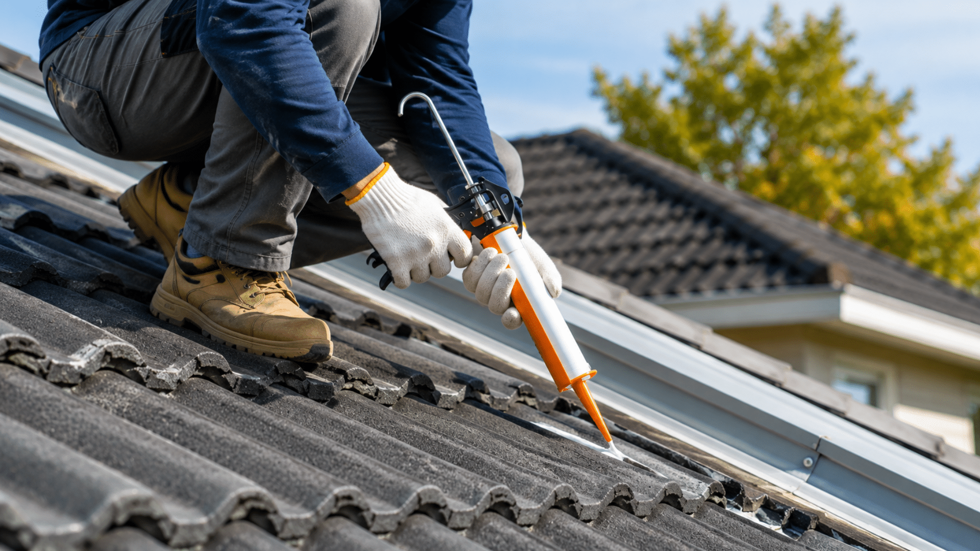 a person fixing the leaking roof