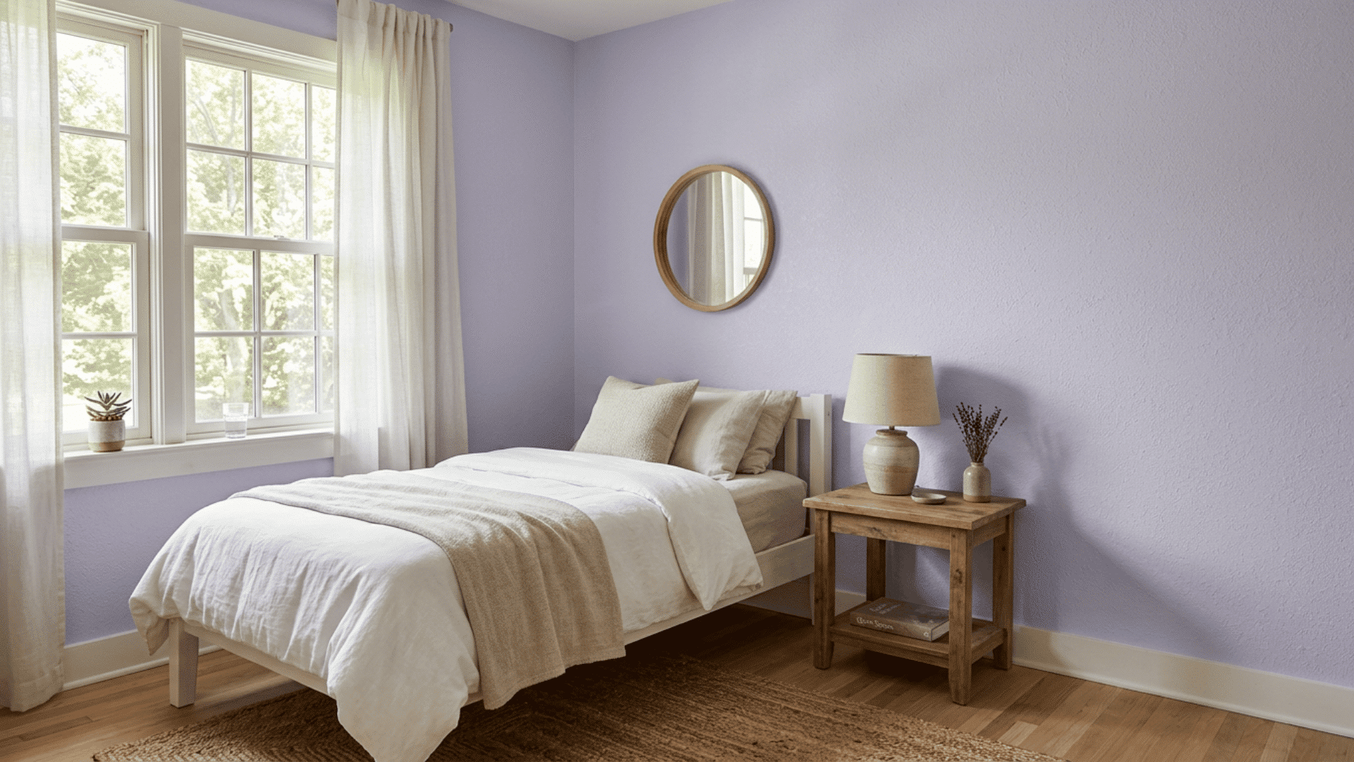 Bedroom wall with soft <echighlighted><echighlighted><echighlighted>knockdown texture</echighlighted></echighlighted></echighlighted> finish