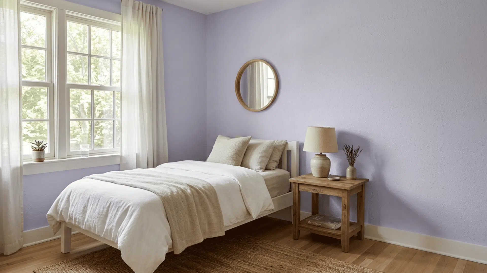 Bedroom wall with soft <echighlighted><echighlighted><echighlighted>knockdown texture</echighlighted></echighlighted></echighlighted> finish