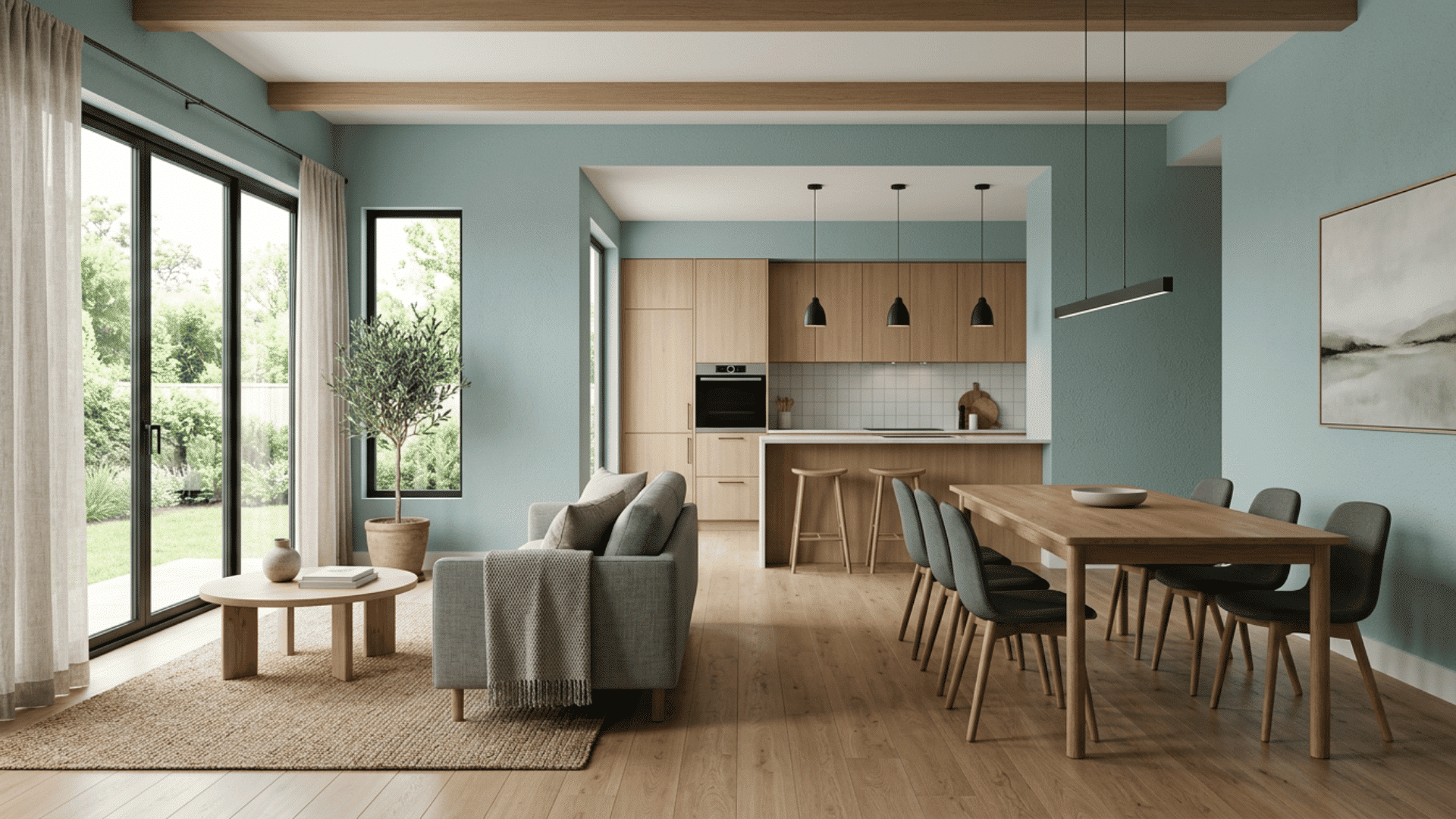 Open-plan area with consistent finish