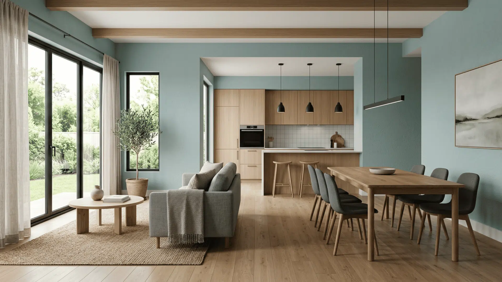 Open-plan area with consistent finish
