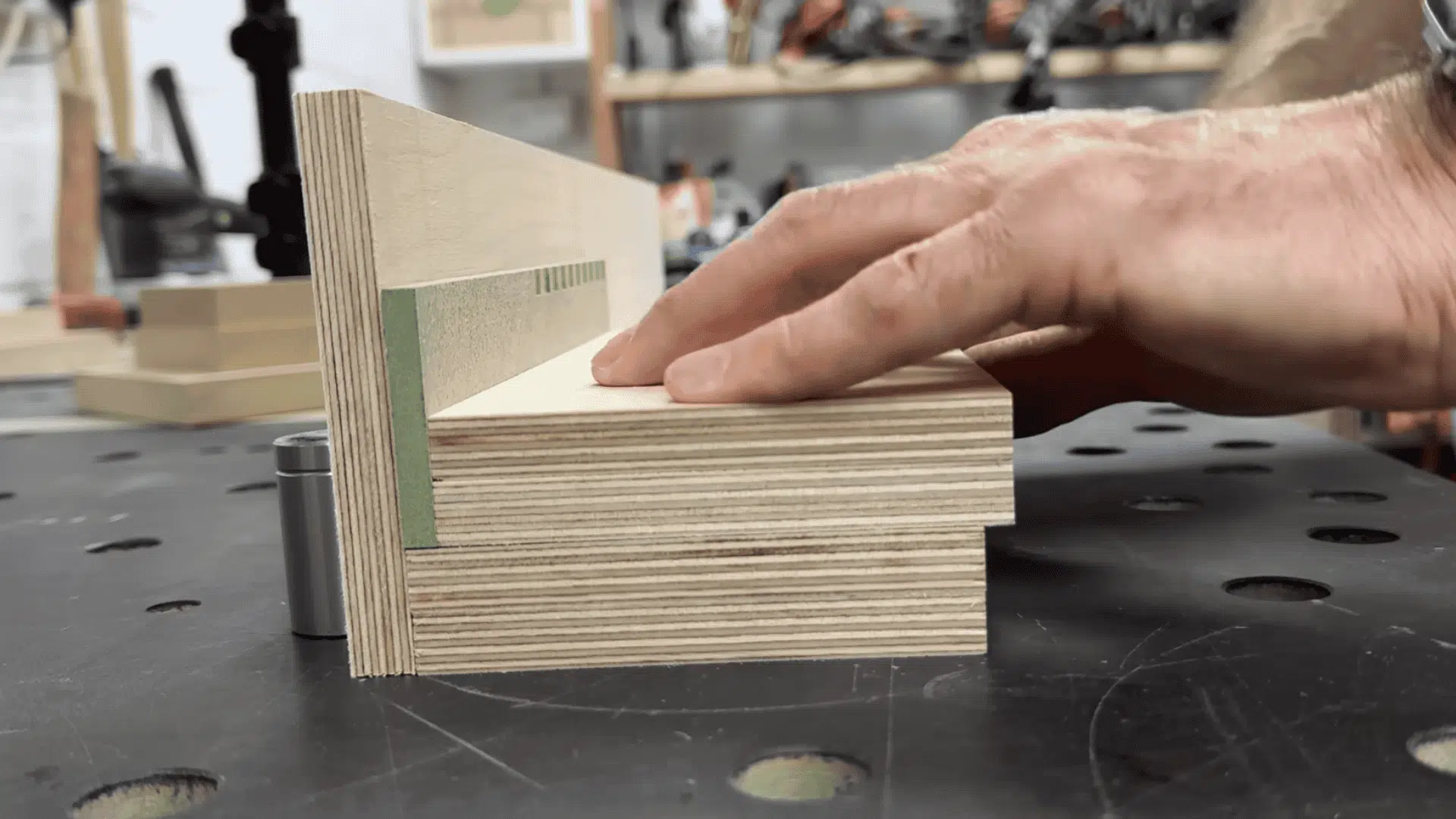 box panels sized to full finger increments before cutting precise box joints on a table saw.