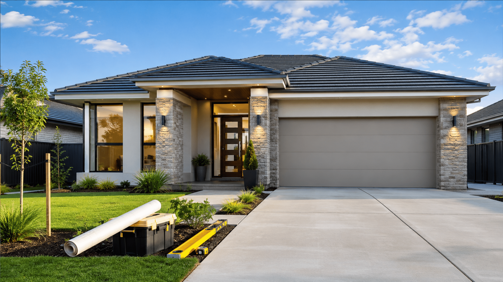 custom home with a planner and tools