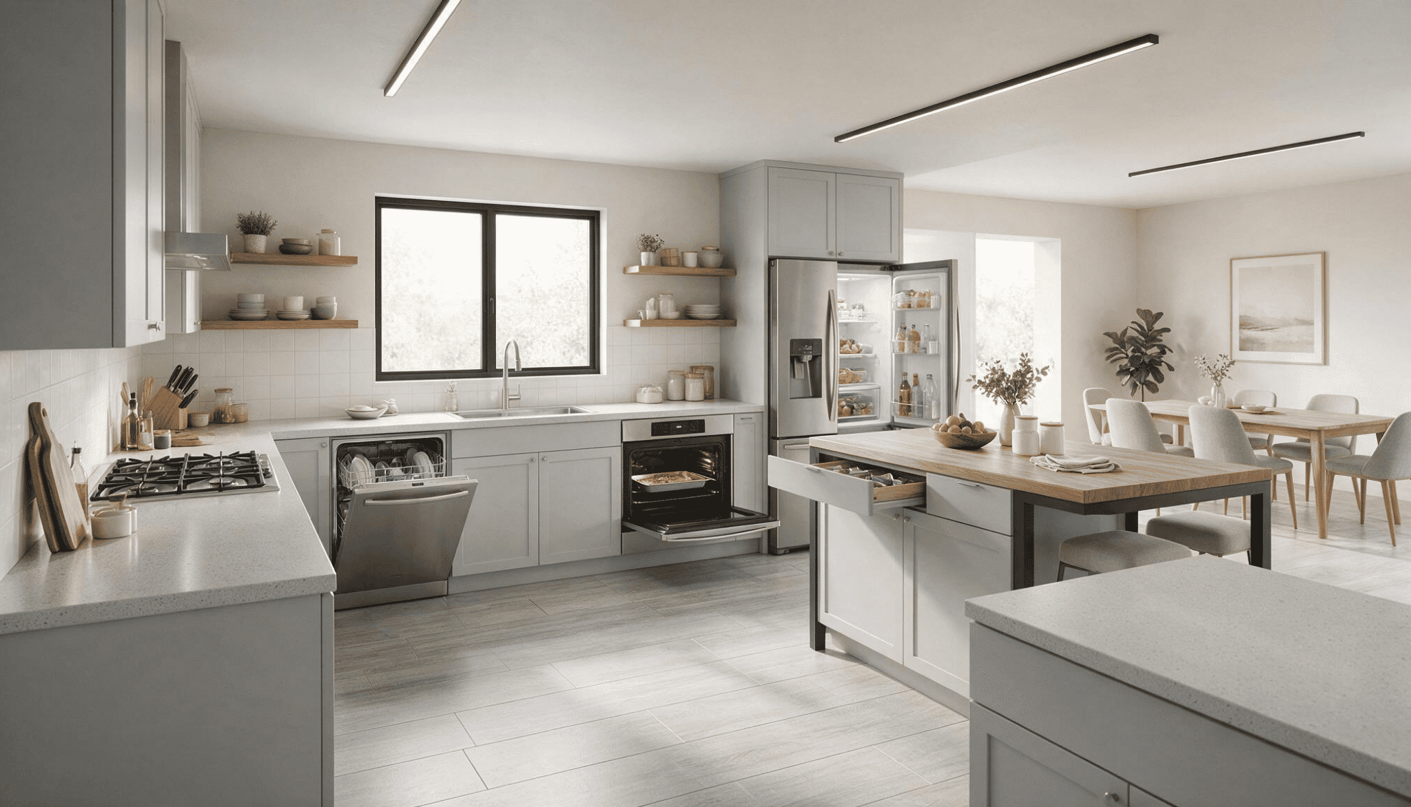 planning traffic flow for the easy access and space management of the kitchen