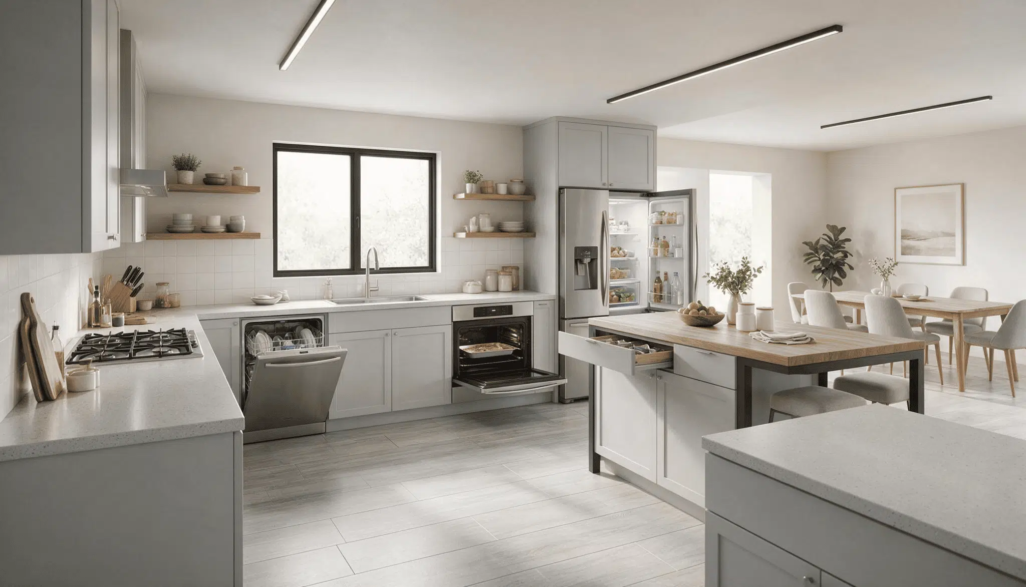 planning traffic flow for the easy access and space management of the kitchen