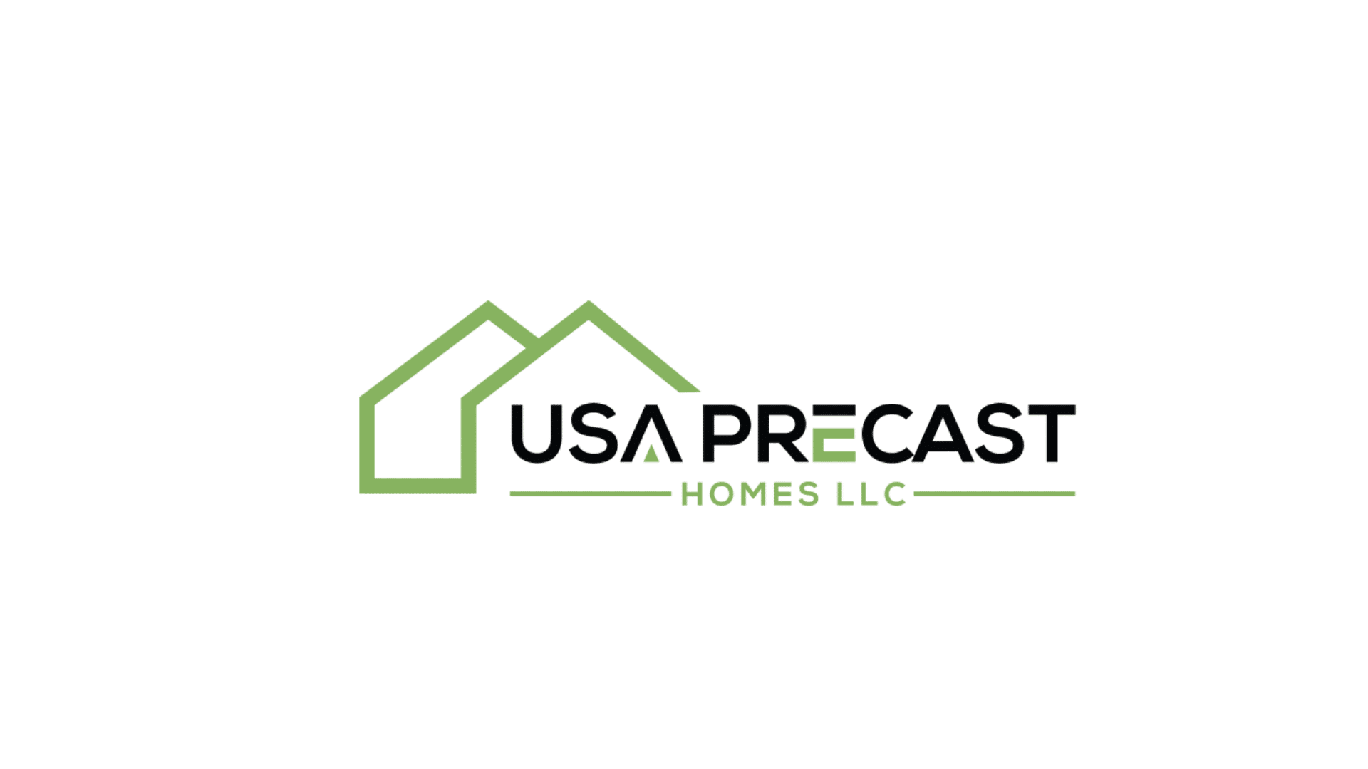 USA Precast Homes LLC logo with green house outline on a white background.