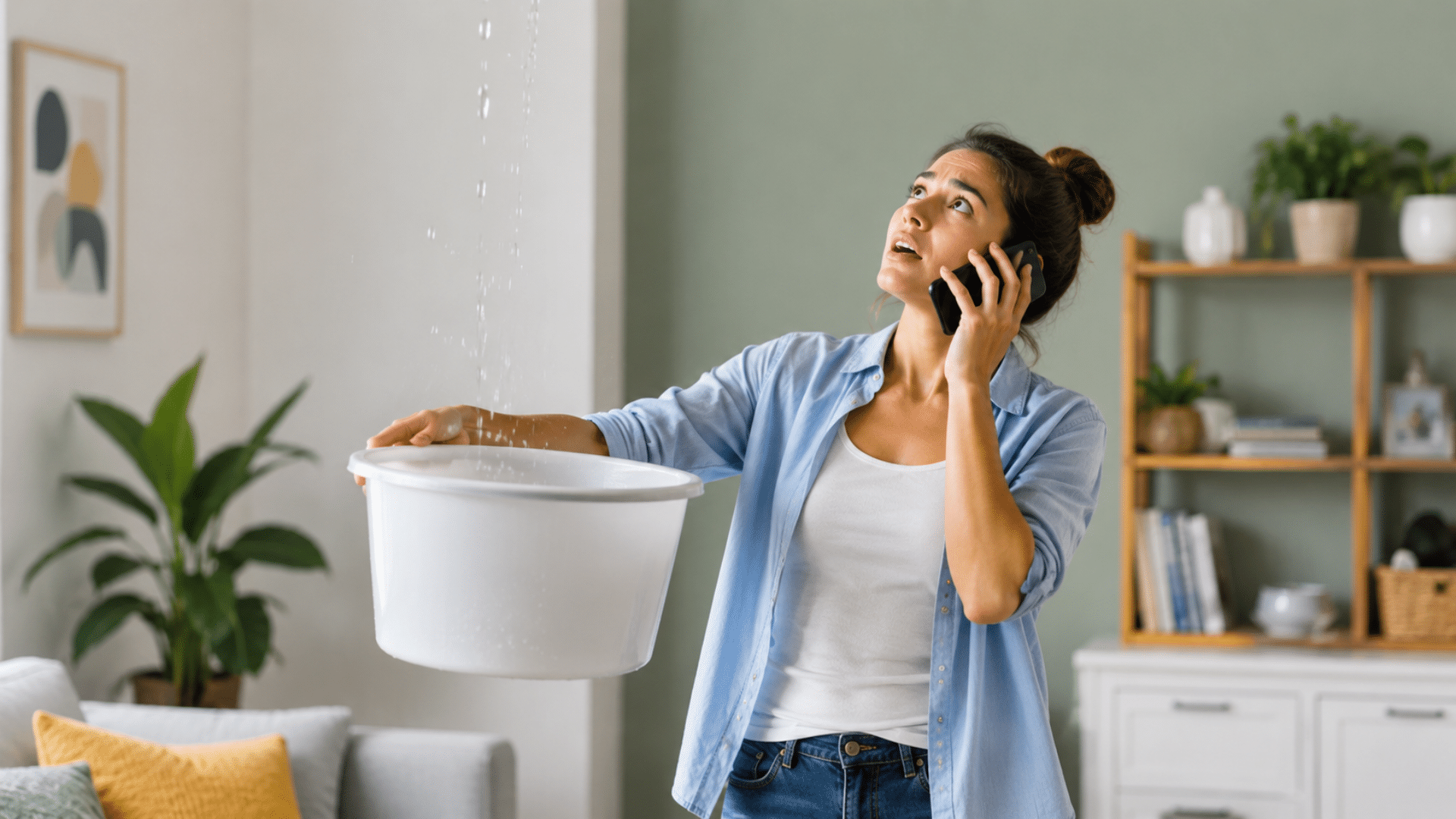 a worried woman calling home insurace executive