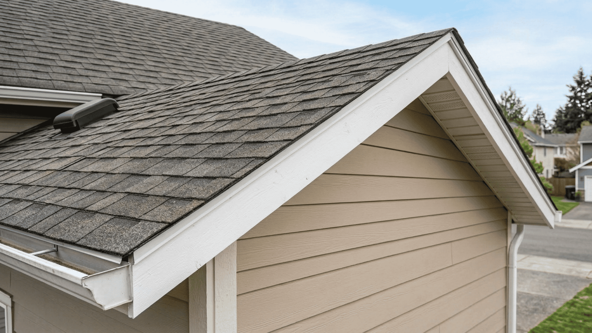 Soffit panels and fascia board fitted beneath a new <echighlighted><echighlighted><echighlighted>roof eave</echighlighted></echighlighted></echighlighted>.